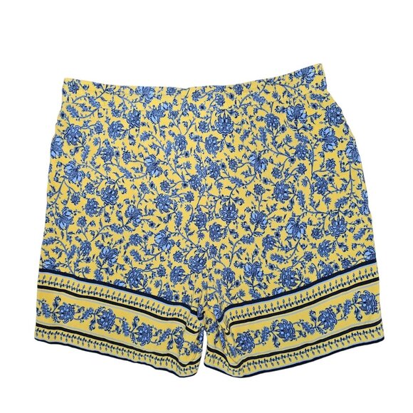J. Jill Floral Print Yellow & Blue Womens Shorts Medium - Picture 1 of 3